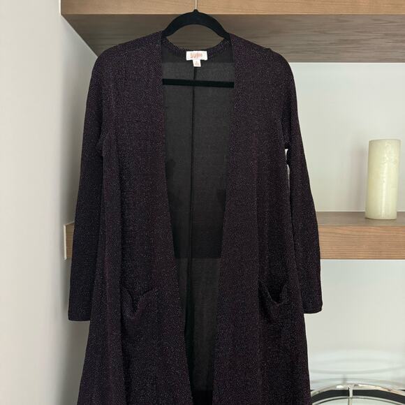 Lularoe Sarah Cardigan in Black Shimmer - Picture 3 of 9